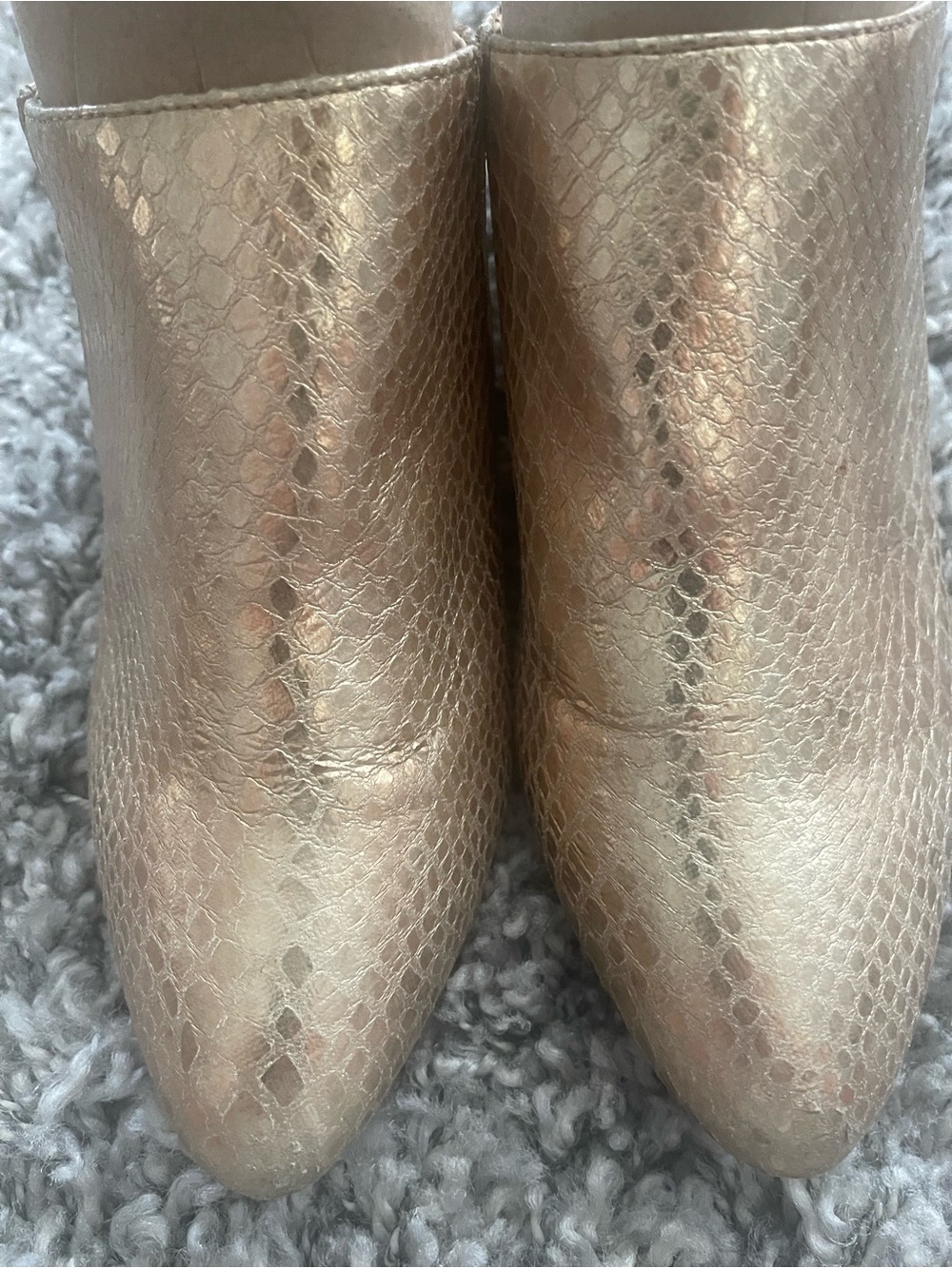 BCBGeneration Metallic Gold Pointed Mules with Low Block Heel